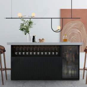 现代吧台吧椅组合3D模型下载